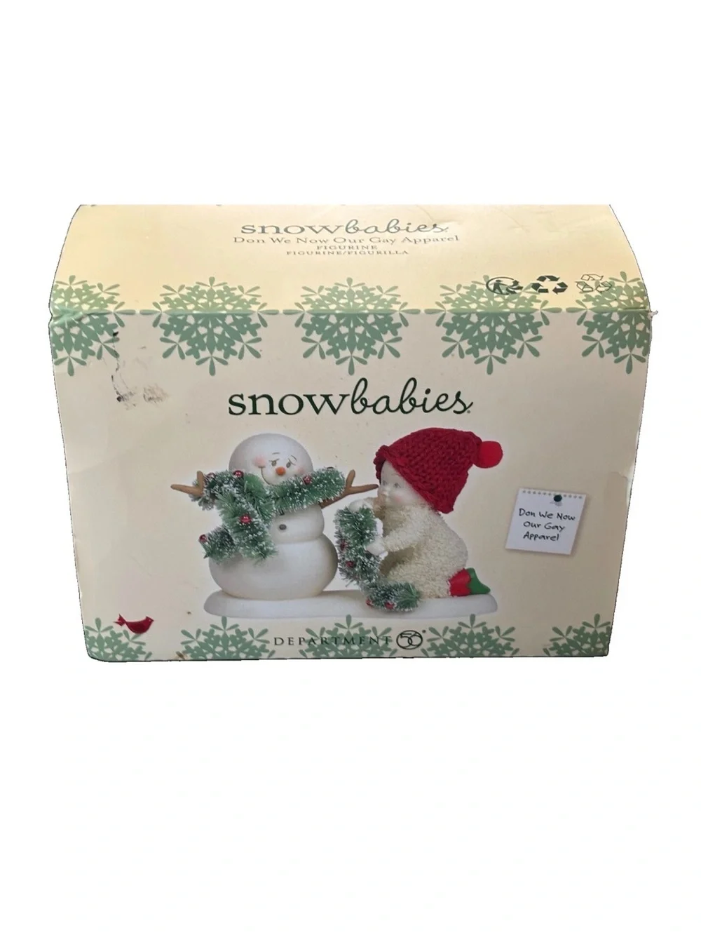 NIB Department 56 Snowbabies Don We Now Out Gay Apparel Figurine Retired Snowman
